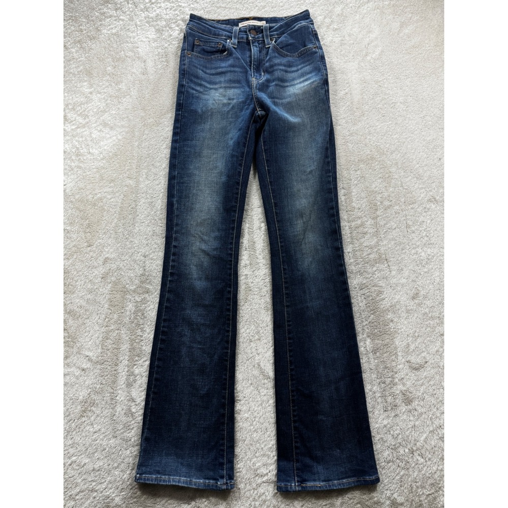 Levi's Womens 725 High Rise Bootcut Dark Wash Blue Jeans 24 Meas: 22x31.5 - Picture 1 of 8